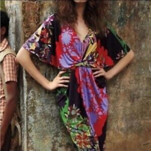 Anthropologie Ranna Gill Sabatina Multicolor Knit Knot Detail Back Dress SMALL